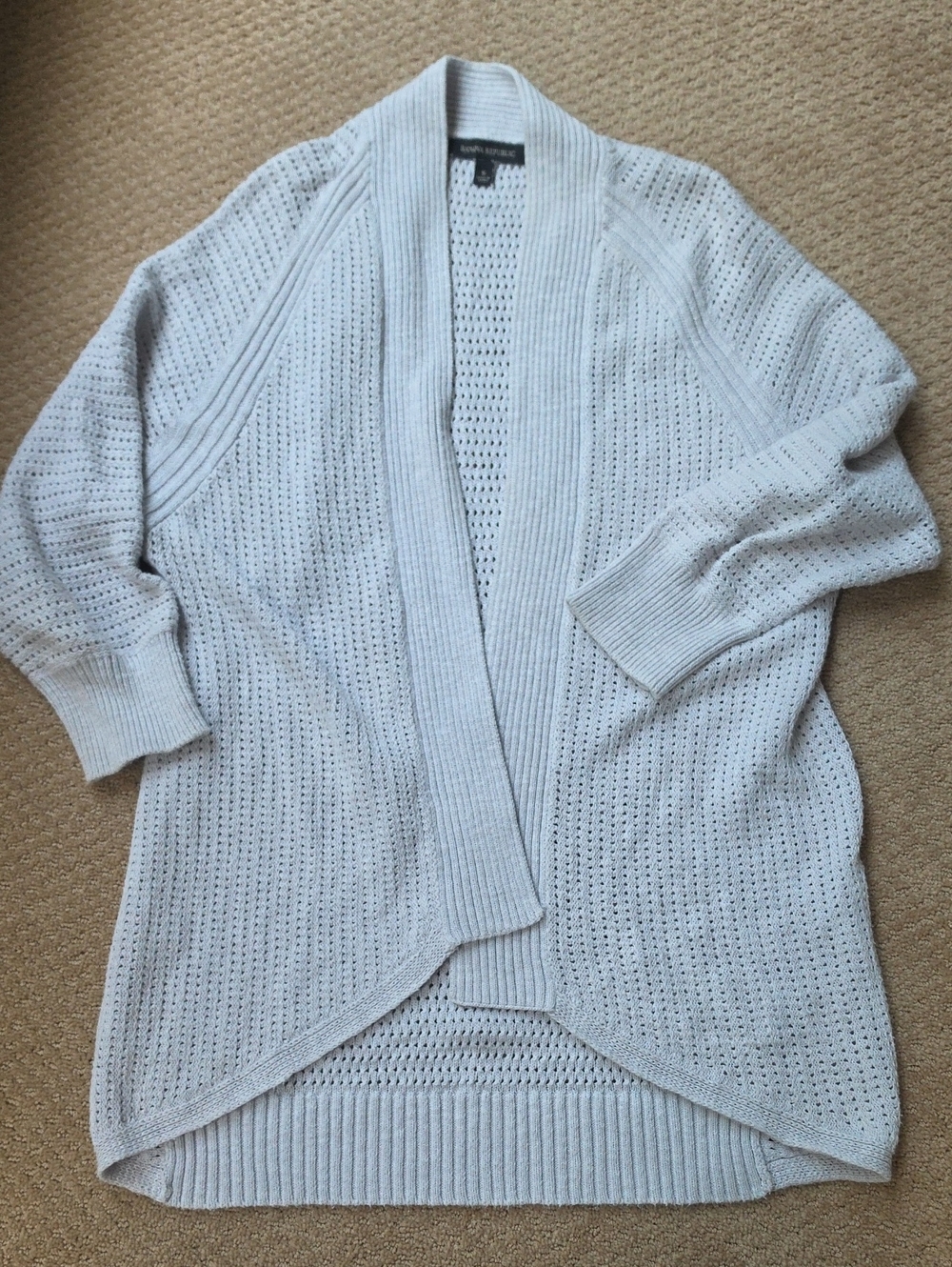 Banana Republic Open-Front Ice Blue Eyelet Knit Cardigan